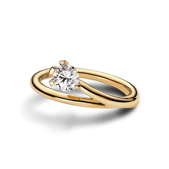 Pandora Nova 14k Gold Lab-grown Diamond Asymmetric Ring - Image 4