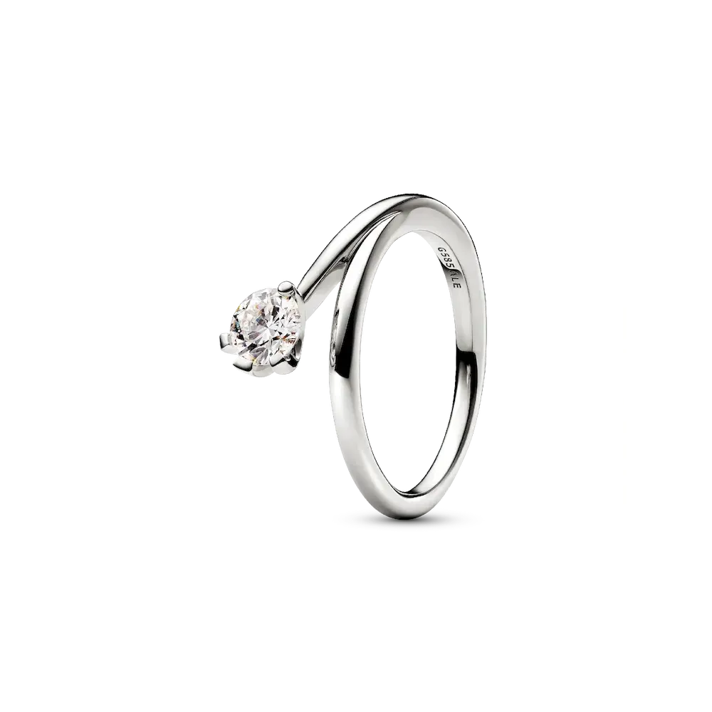 Pandora Nova 14k White Gold Lab-grown Diamond Asymmetric Ring