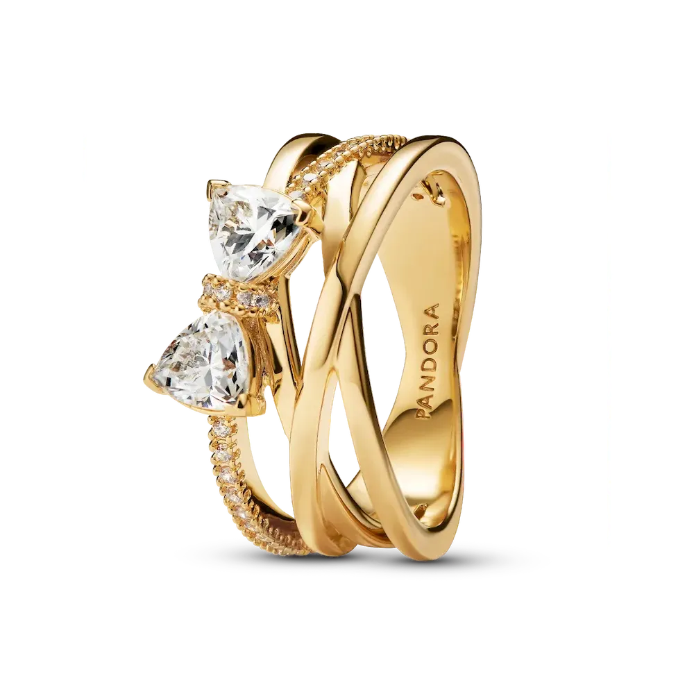 Sparkling Bow & Crossover Band Ring