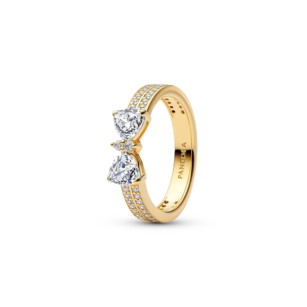 Sparkling Bow Double-row Ring