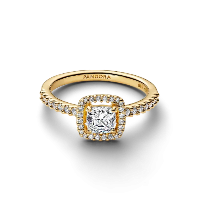 Sparkling Square Clear Halo Ring - Image 2