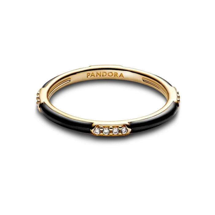 Black Enamel & Stones Ring - Image 5