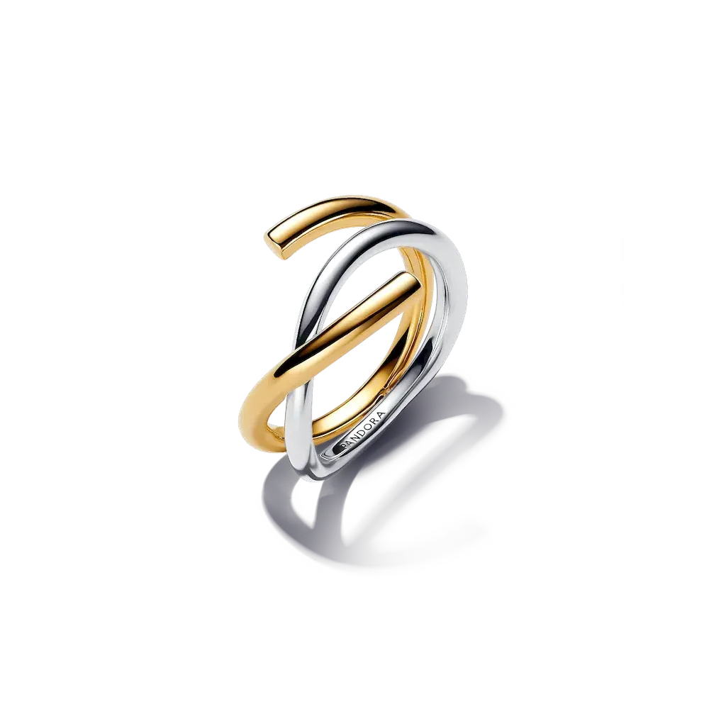 Organically Shaped Two-tone Double Ring