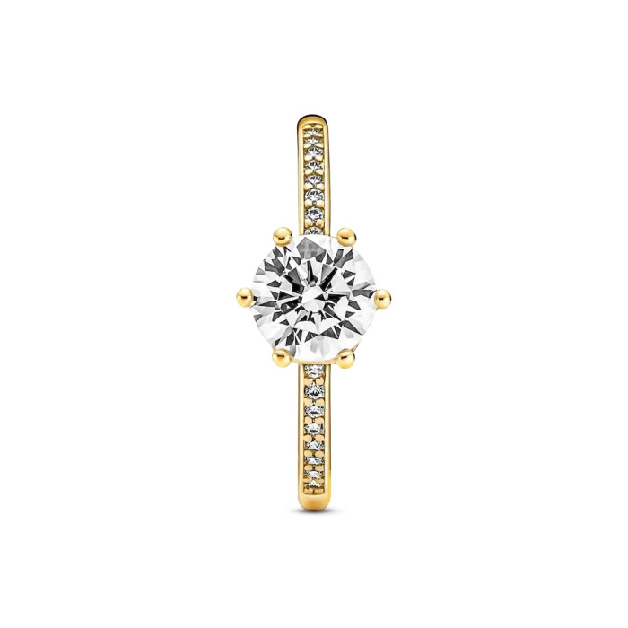 Clear Sparkling Crown Solitaire Ring - Image 2