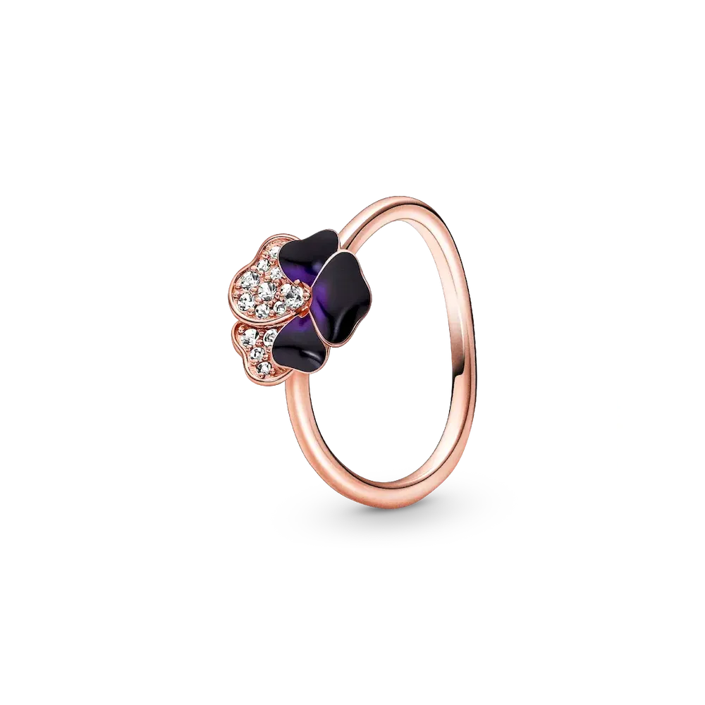 FINAL SALE - Deep Purple Pansy Flower Ring