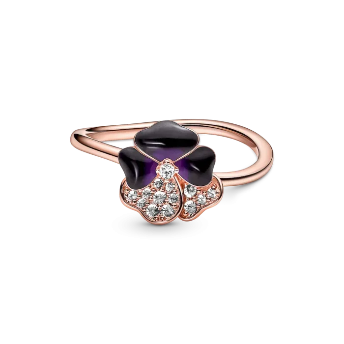 FINAL SALE - Deep Purple Pansy Flower Ring - Image 5