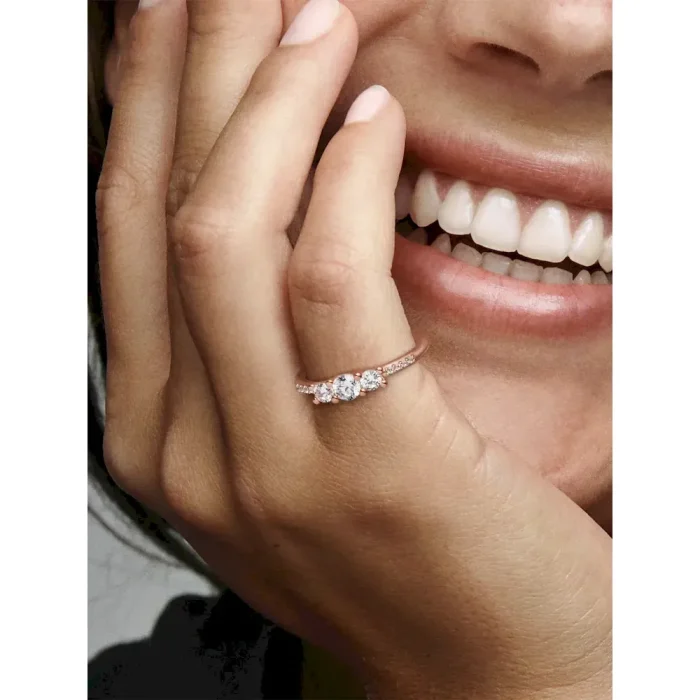 FINAL SALE - Clear Three-Stone Ring - Image 2