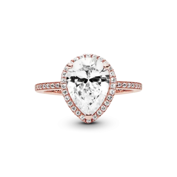 Sparkling Teardrop Halo Ring - Image 4