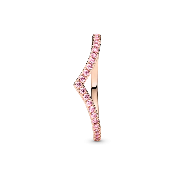 Sparkling Pink Heart Wishbone Ring Set - Image 6