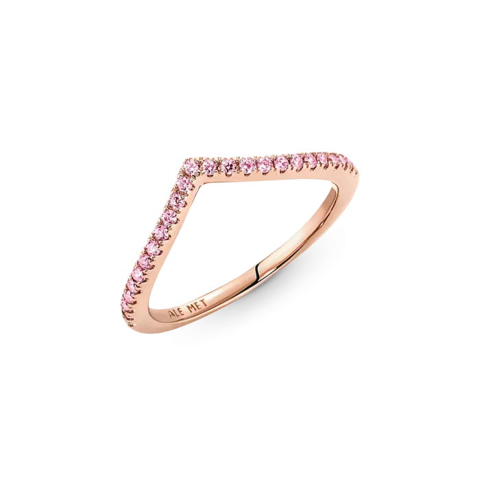 Sparkling Pink Heart Wishbone Ring Set - Image 5
