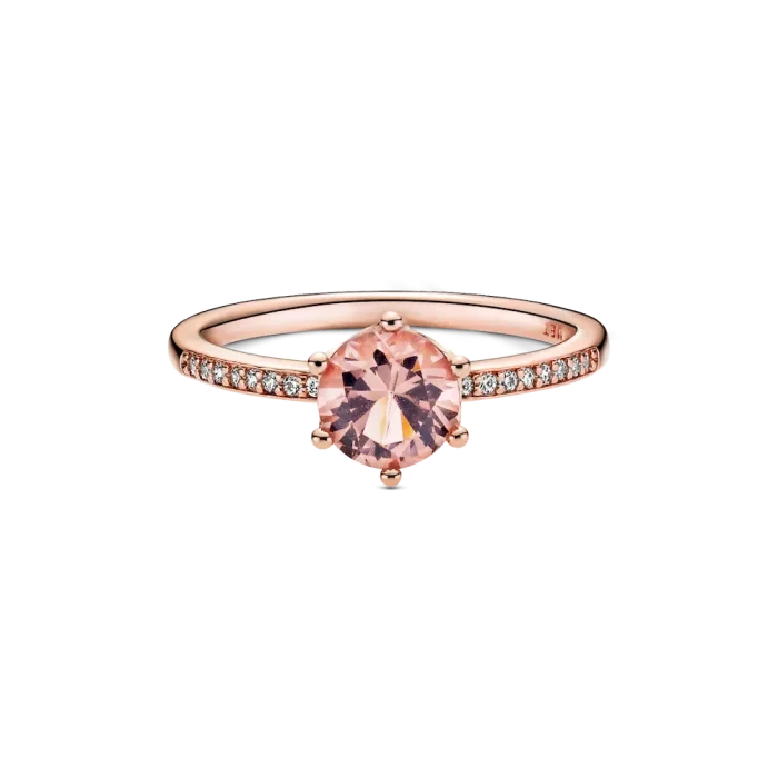 Pink Sparkling Crown Solitaire Ring - Image 5