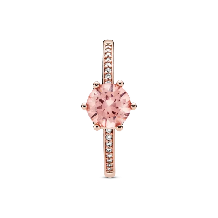 Pink Sparkling Crown Solitaire Ring - Image 6