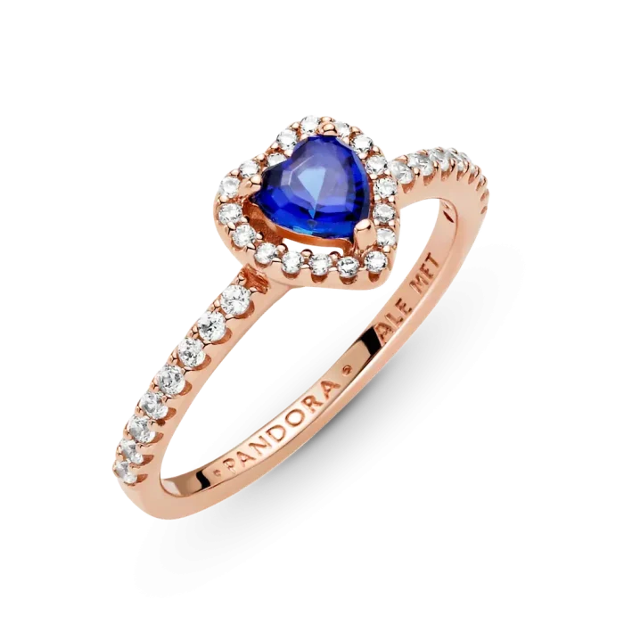 Sparkling Blue Elevated Heart Ring - Image 6