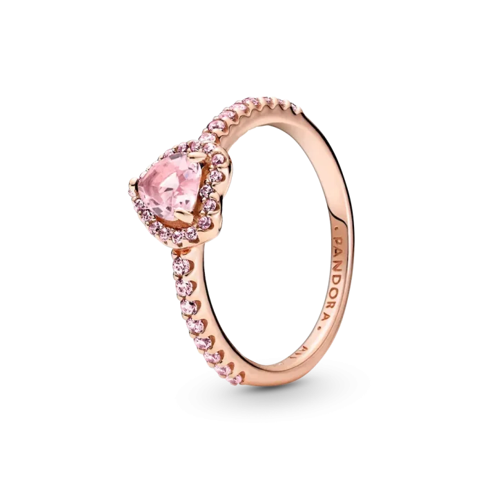 Sparkling Pink Heart Wishbone Ring Set - Image 3