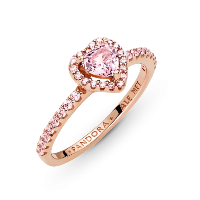 Sparkling Pink Heart Wishbone Ring Set - Image 10