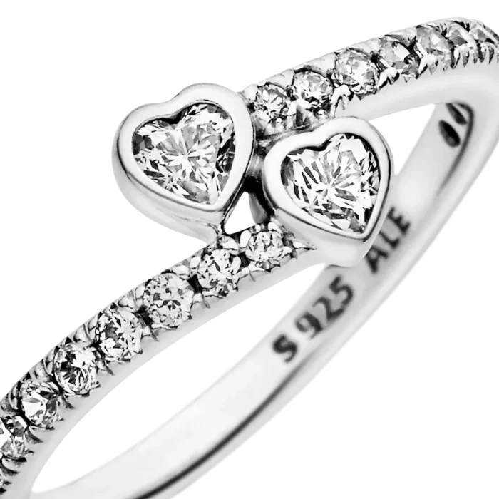 Two Sparkling Hearts Ring - Image 7