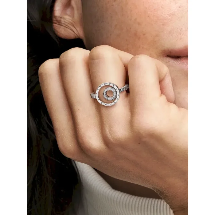 FINAL SALE - Pandora Signature Logo Circles Pavé Ring - Image 2