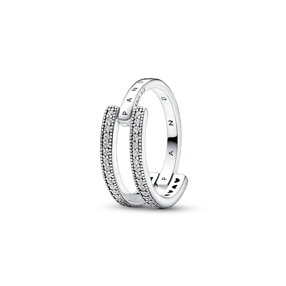 FINAL SALE - Pandora Signature Logo & Pavé Double Band Ring