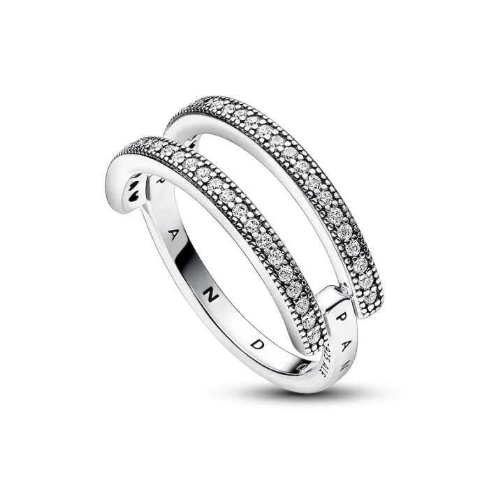 FINAL SALE - Pandora Signature Logo & Pavé Double Band Ring - Image 4