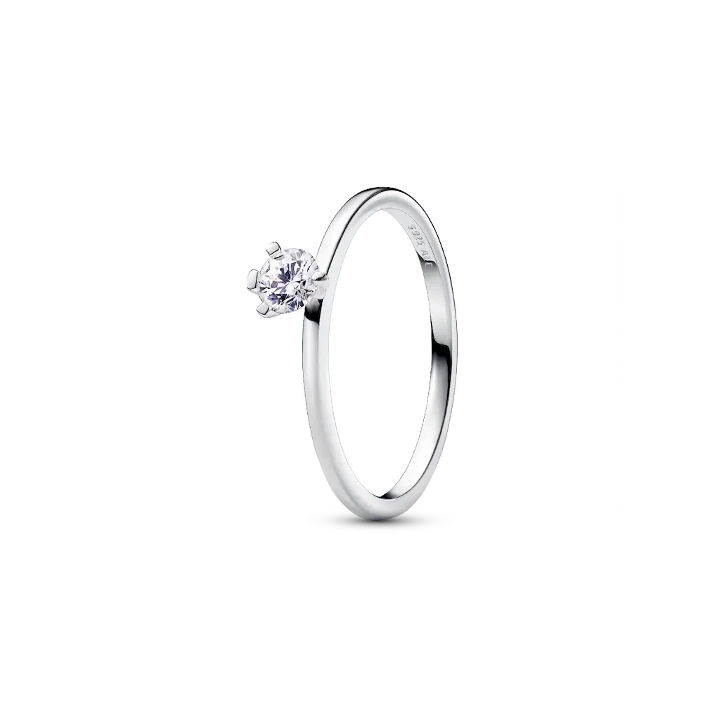 Pandora Nova Sterling Silver Off-set Lab-grown Diamond Ring