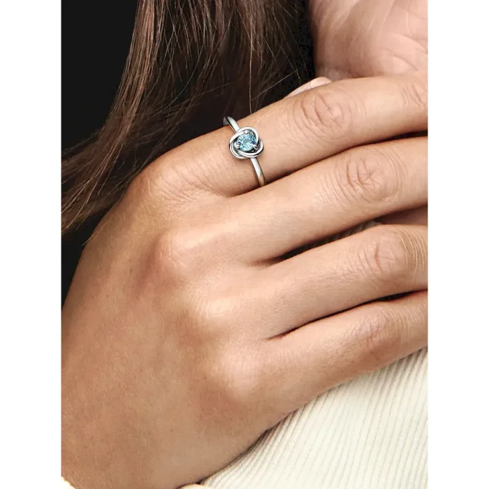 March Sea Aqua Blue Eternity Circle Ring - Image 2