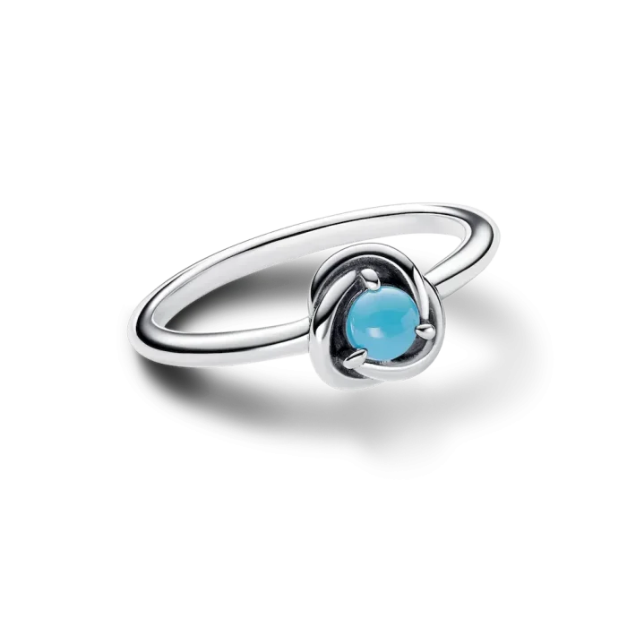December Turquoise Blue Eternity Circle Ring - Image 4