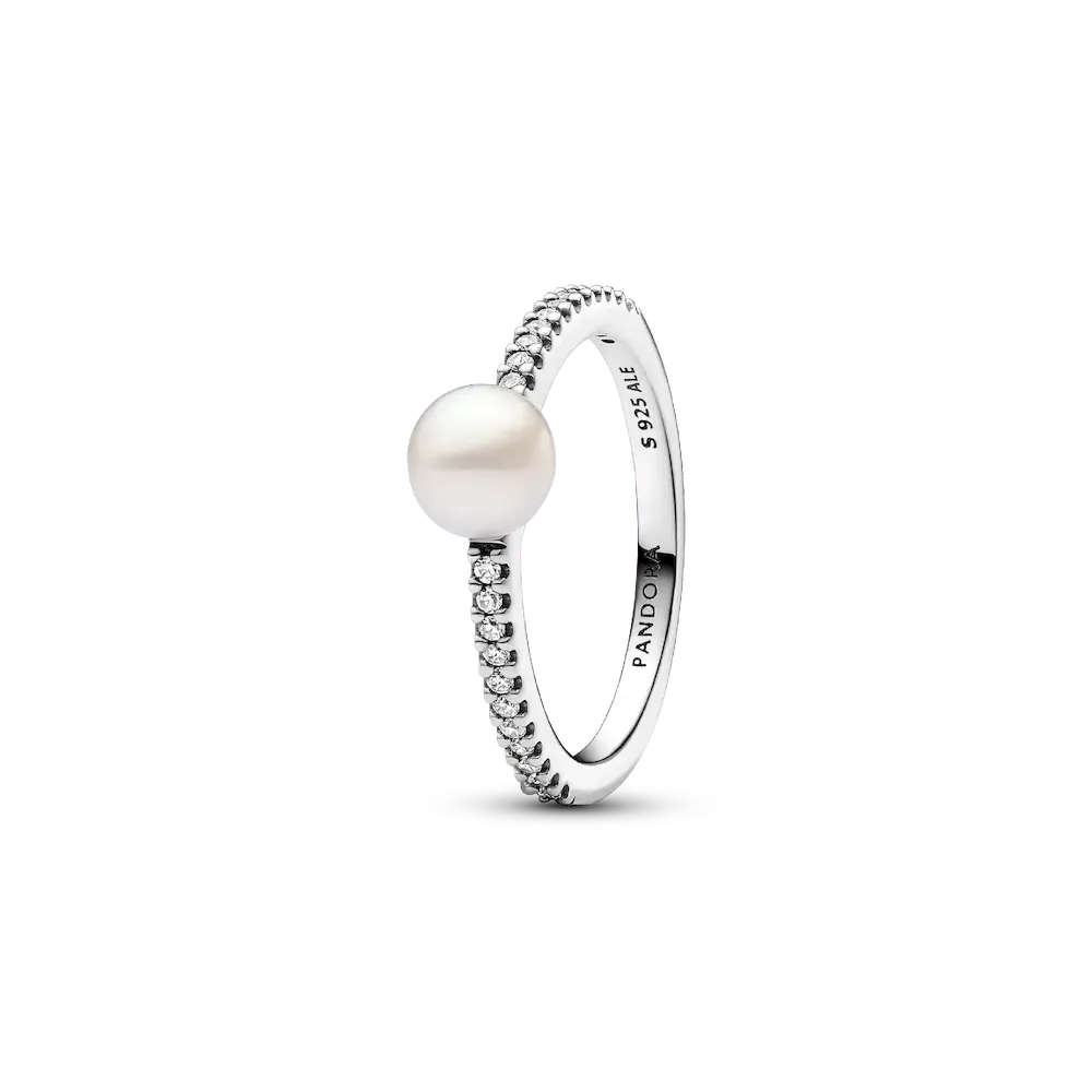 Treated Freshwater Cultured Pearl & Pavé Ring