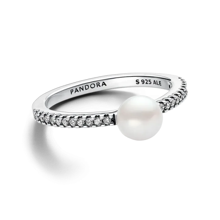 Treated Freshwater Cultured Pearl & Pavé Ring - Image 6