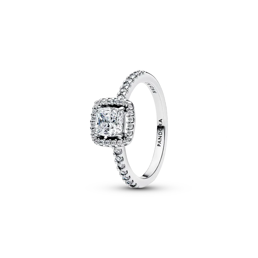 Sparkling Square Halo Ring