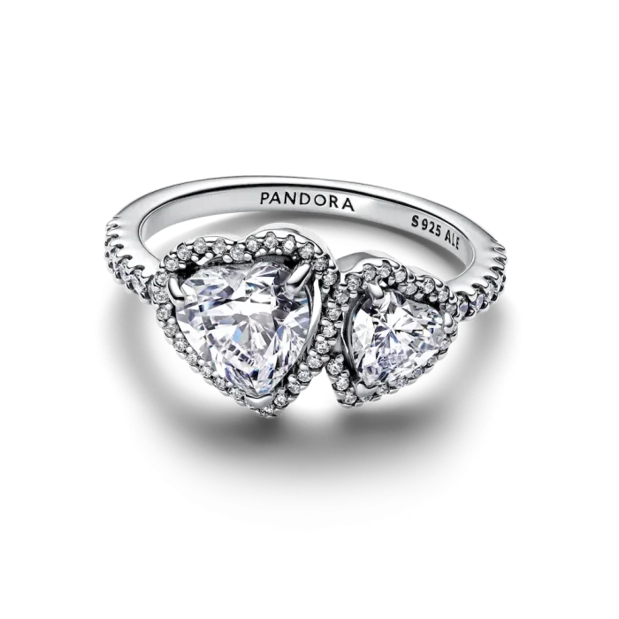 Sparkling Halo Hearts Ring Set - Image 7