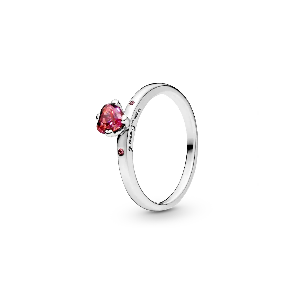 Sparkling Red Heart Ring