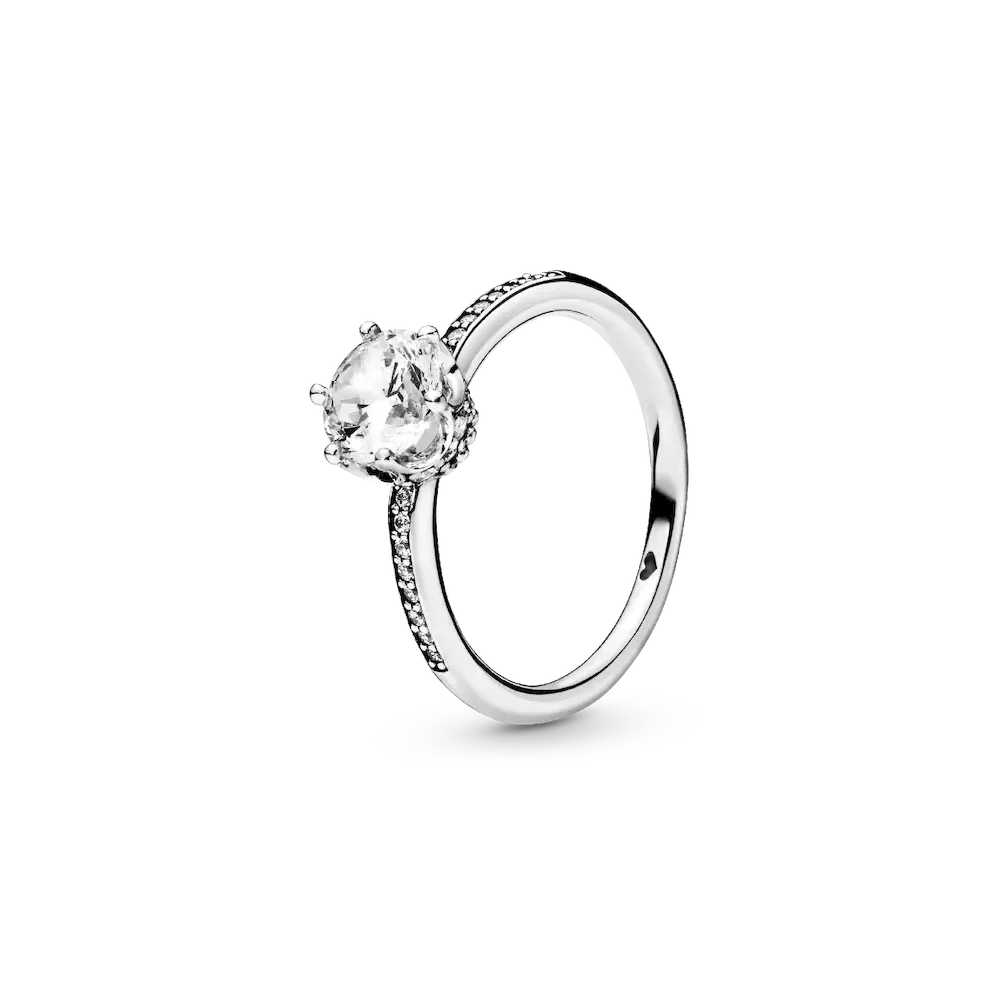Clear Sparkling Crown Solitaire Ring