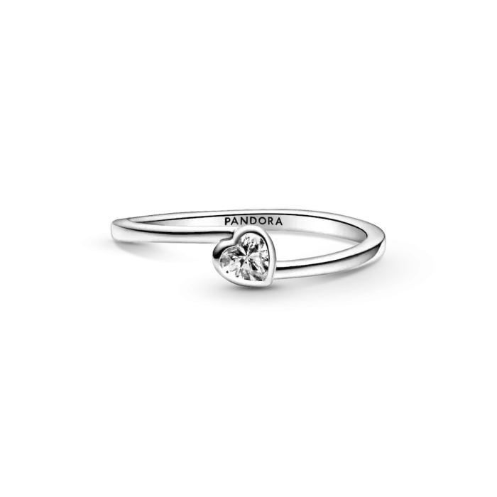 Clear Tilted Heart Solitaire Ring - Image 6