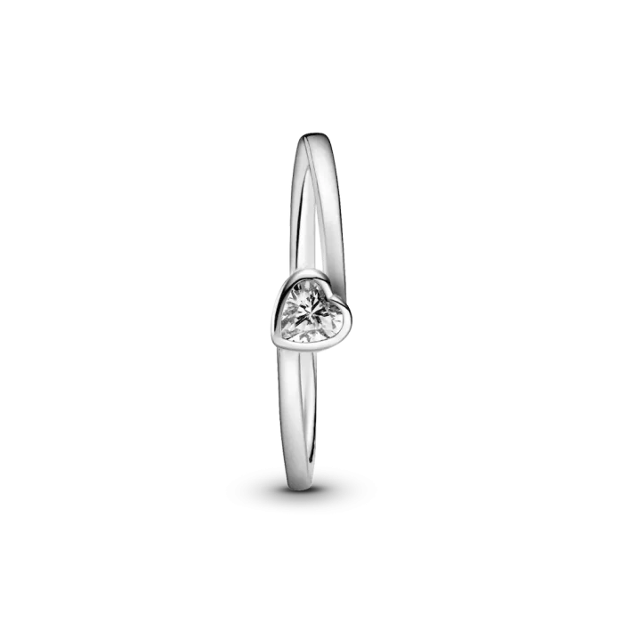 Clear Tilted Heart Solitaire Ring - Image 5