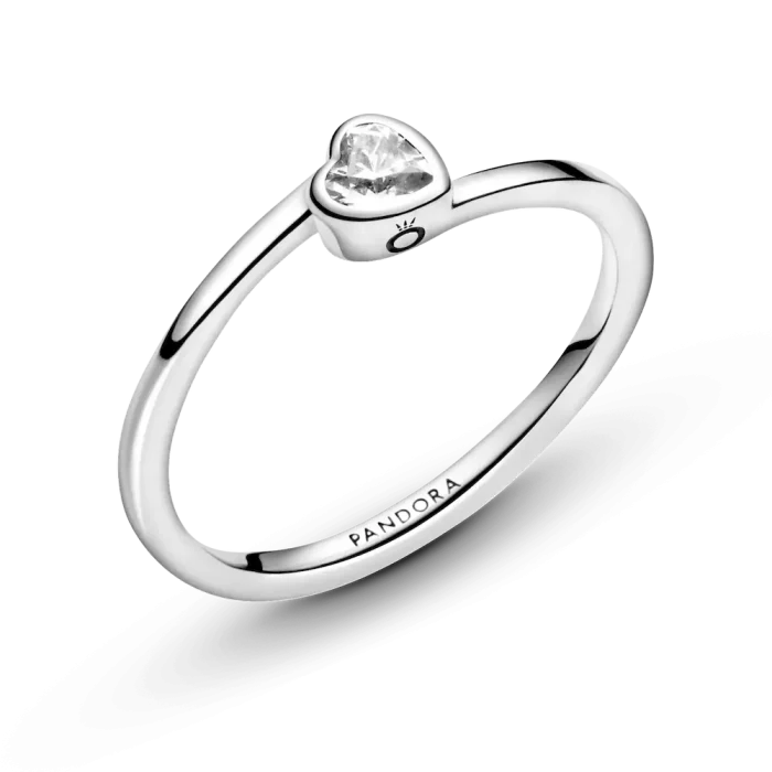 Clear Tilted Heart Solitaire Ring - Image 4