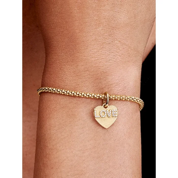 BE LOVE Engravable Golden Love Heart Charm Bracelet Set - Image 4