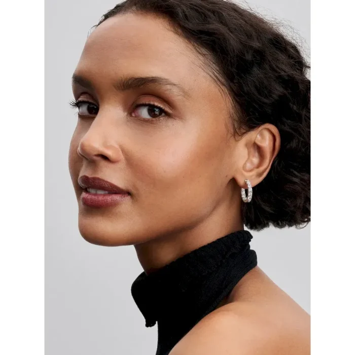 Sparkling Row Eternity Hoop Earrings - Image 3