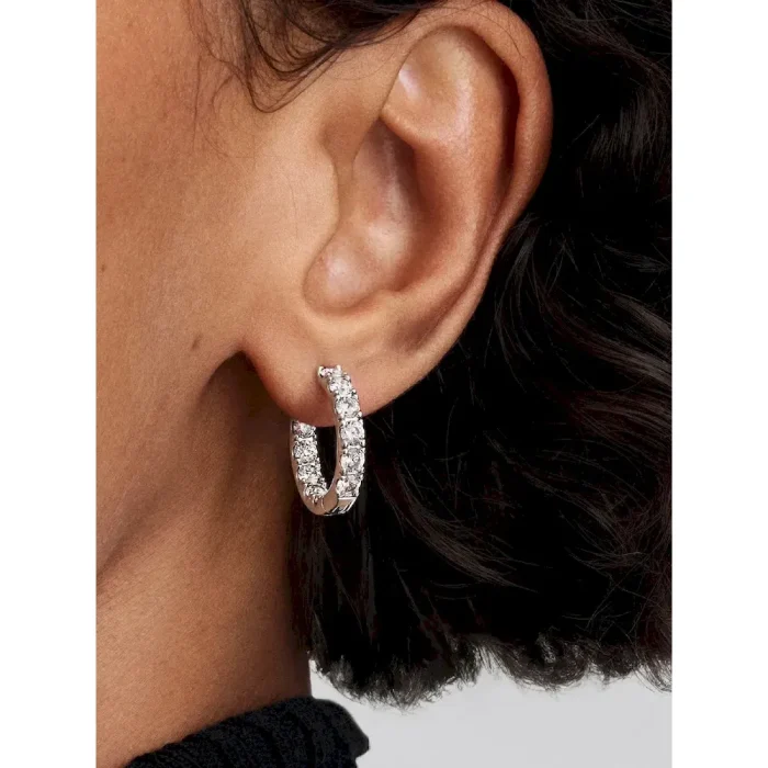 Sparkling Row Eternity Hoop Earrings - Image 2