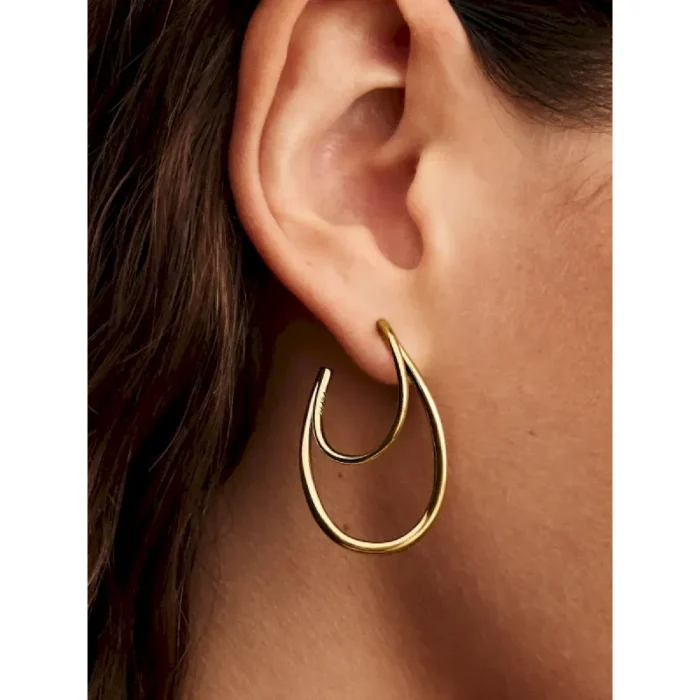 Organically Shaped Double Hoop Earrings - Image 2