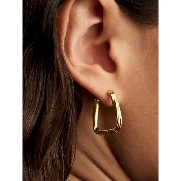 Twisted Triangle Large Hoop Earrings - Image 2