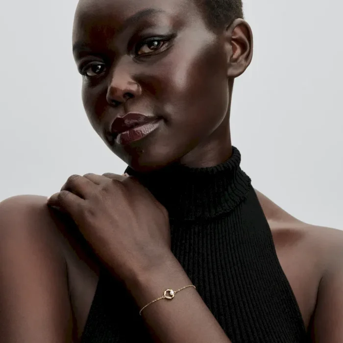 Organically Shaped Pavé Circle & Treated Freshwater Cultured Pearl Bracelet - Image 4