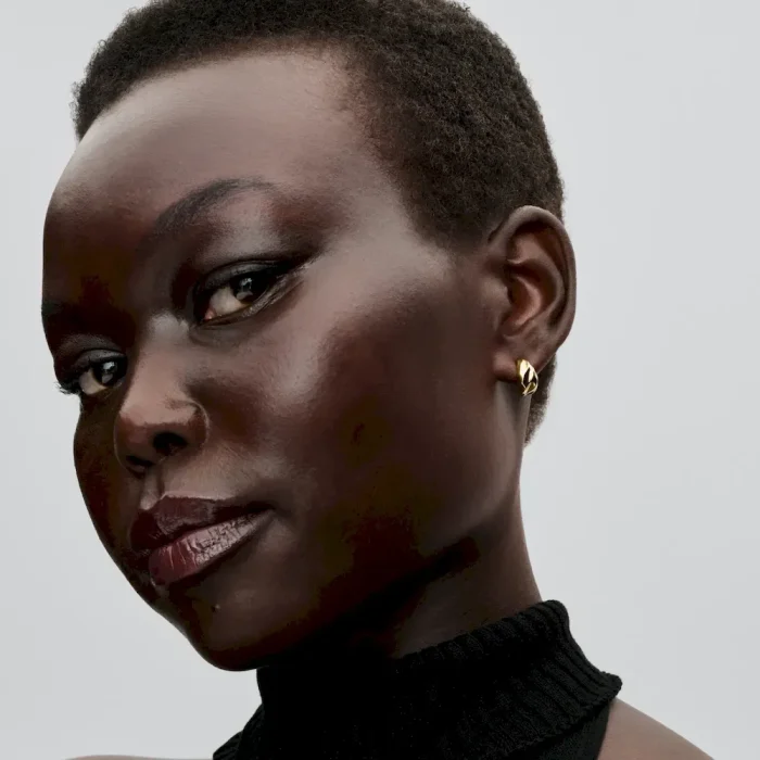 Rippled Open Hoop Earrings - Image 3