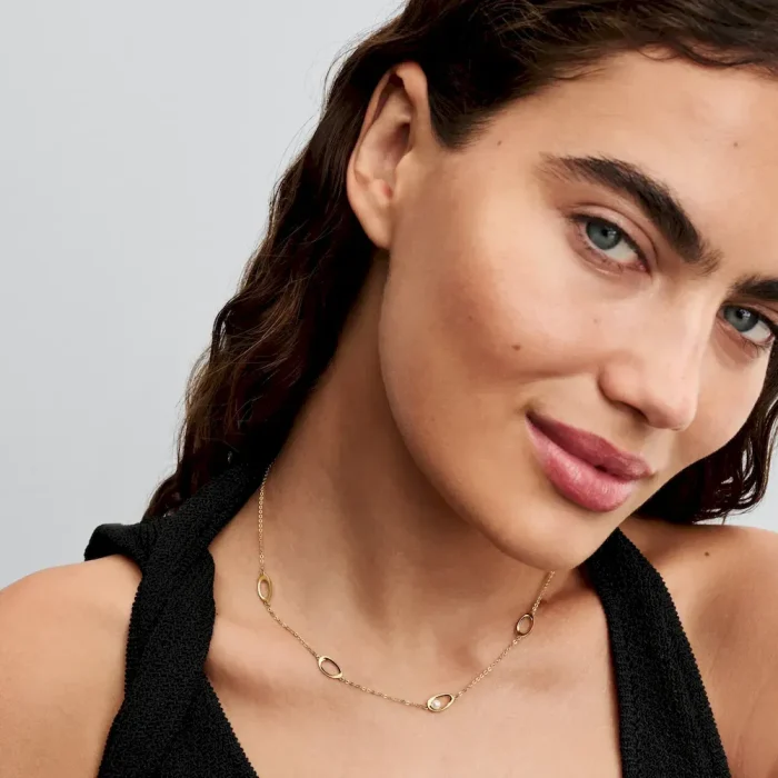 Organically Shaped Oval & Treated Freshwater Cultured Pearl Necklace - Image 3