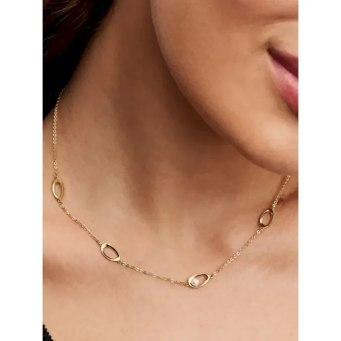 Organically Shaped Oval & Treated Freshwater Cultured Pearl Necklace - Image 2