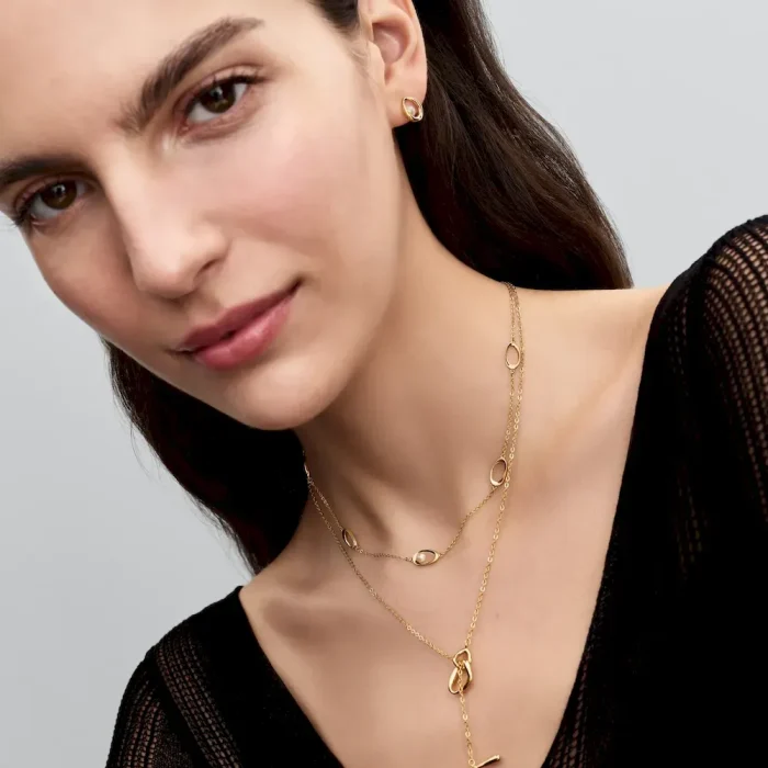 Organically Shaped Oval & Treated Freshwater Cultured Pearl Necklace - Image 4