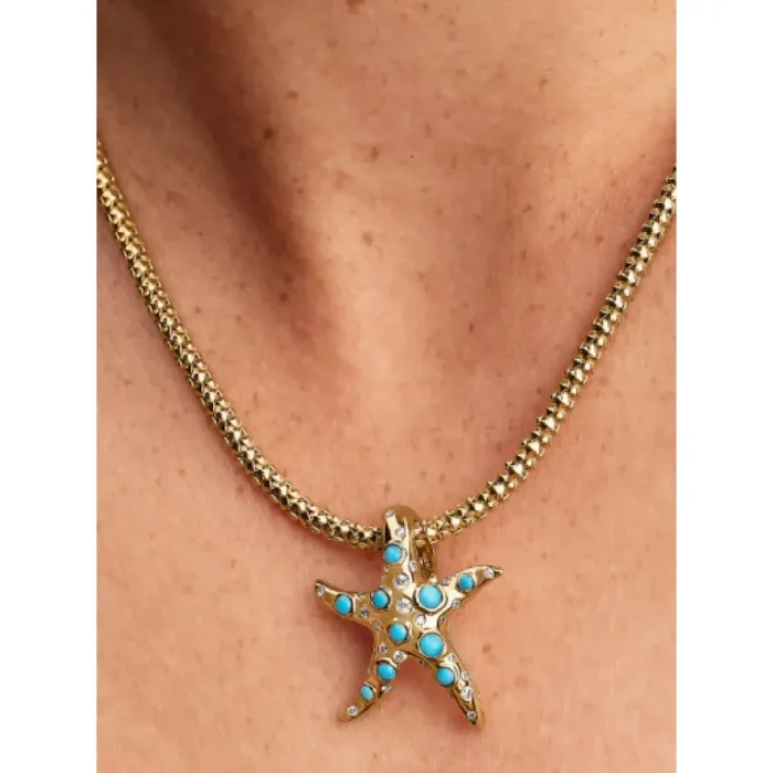 Sparkling Blue Starfish Necklace and Earring Set - Image 9