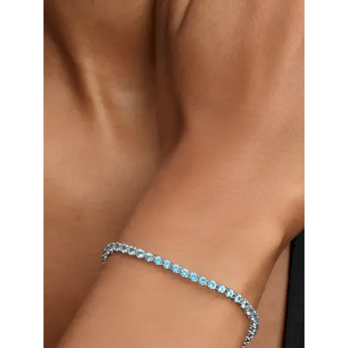 Sparkling Light Blue Tennis Bracelet - Image 2