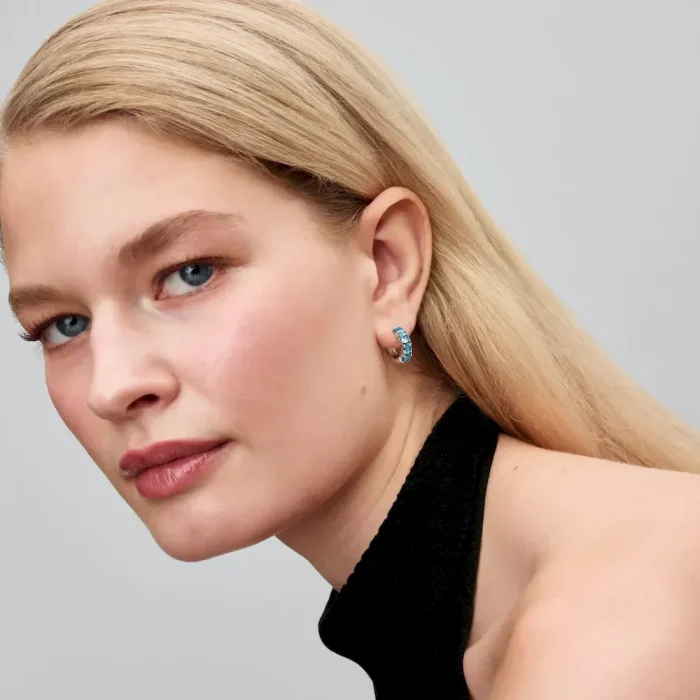 Light Blue Hoop Earrings - Image 3