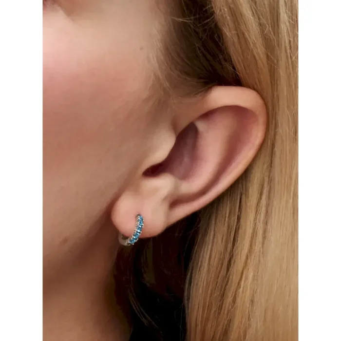 Light Blue Huggie Earrings - Image 2