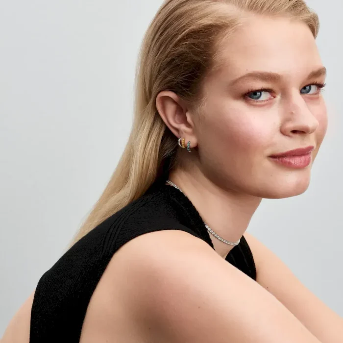 Light Blue Huggie Earrings - Image 4